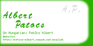 albert patocs business card
